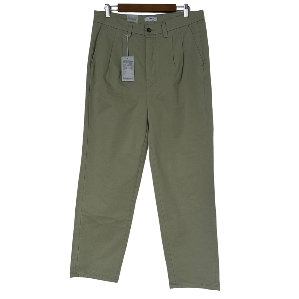 Amendi Pants Mens Size 32x30 Light Green Organic Cotton Gunnar Pleated NWT‎